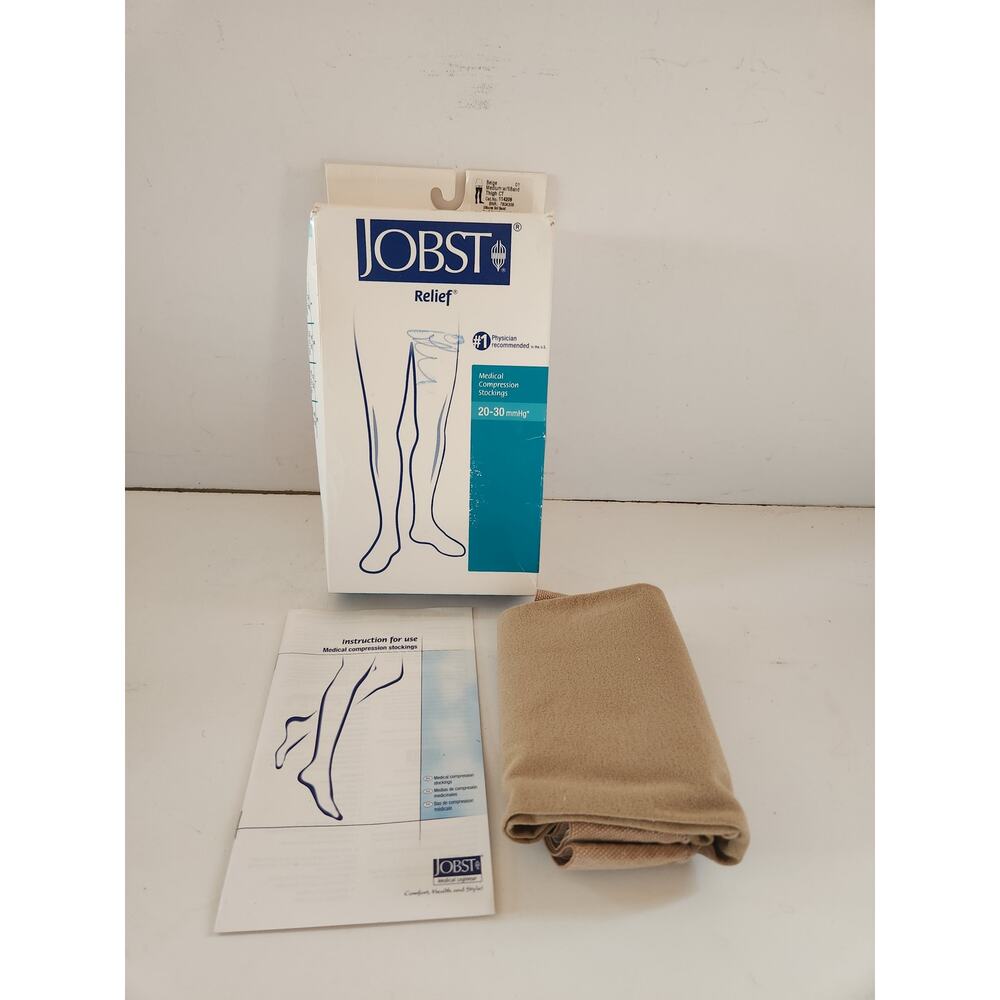 Jobst Relief Men' Medium Beige W/S Band Thigh CT Compression Stockings NIB